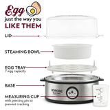 Electric Egg Boiler, 7 Egg Capacity, For Hard, Soft, Medium Boiled Eggs, Steamed Vegetables, Transparent Lid, Stainless Steel Exterior