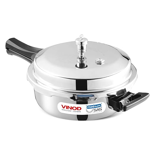 Vinod Platinum Triply Stainless Steel Pressure Cooker with Induction Base - 3.5 Litre | Junior Pressure Cooker | Induction Base Pressure Cooker - ISI certified, Silver