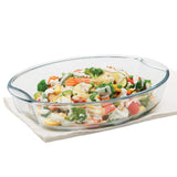 2.5 Baking Dish Set with Handle | Oval Shape Bowl Container | Borosilicate Glass Bake and Serve Dish Tray | Microwave, Oven & Dishwasher Safe | Transparent