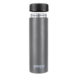 Pexpo Titanium Hot & Cold Wide Mouth Flask | Vacuum Insulated Water Bottle 500ml Grey | Thermoflask | Office Bottle | Rust Proof | Leak Proof | Tea | Coffee | Juice