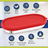Easy Lock Stainless Steel Prime Oval & Chocolate Container Set – Airtight & Leakproof Tiffin for School, Office, Picnic | Lunch Box for Men, Women & Kids (Red, 100ml & 450ml)