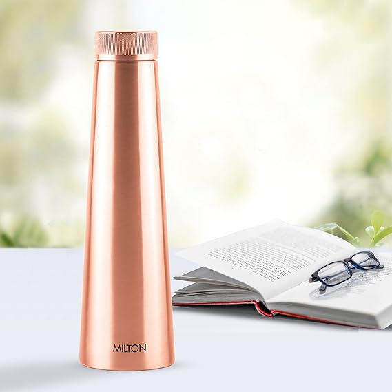 Milton Copper Delight 1000 Bottle, 915 ml, Lacquer Coating, Curved bottle,100% Pure Copper, BPA Free, Leak Proof, Office Bottle, Boosts Immunity, Supports Digestive & Liver Health, Ayurveda Inspired