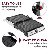 Borosil Super Jumbo 180 Grill Sandwich Maker 2000 W, opens 180°