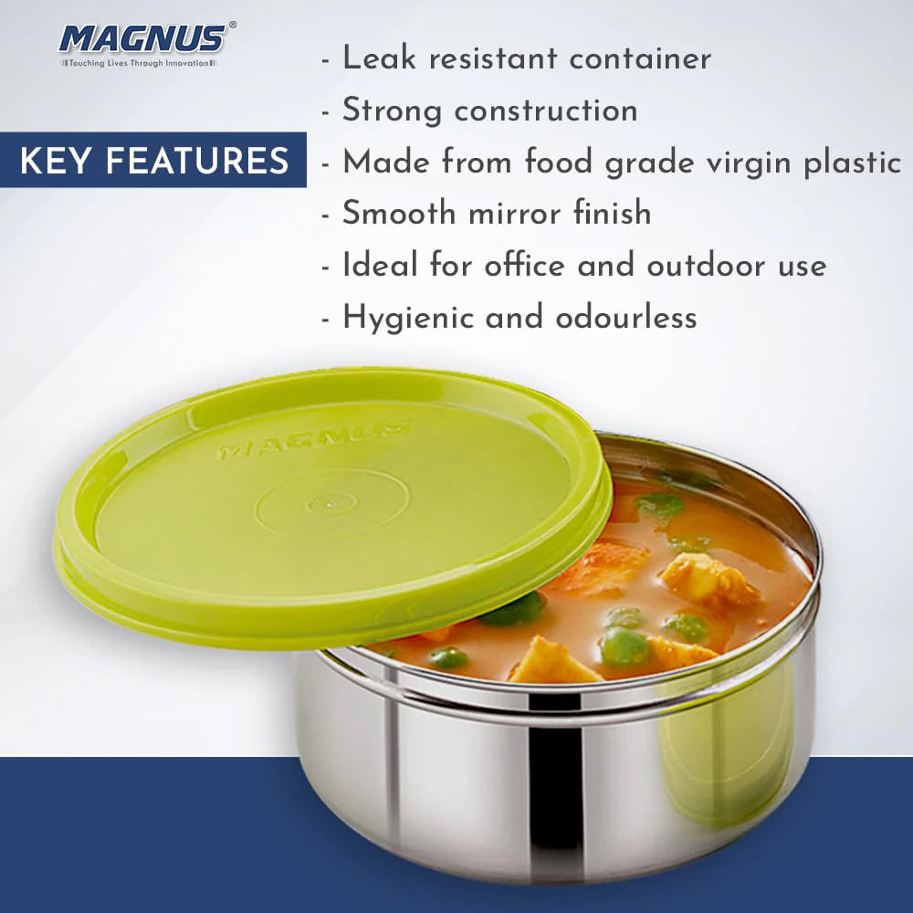 Stainless Steel Airtight Leakproof Storage Container with Easy Lock, 420ML | Kitchen Accessories, Lunch Box for Office Men, Adults & Kids