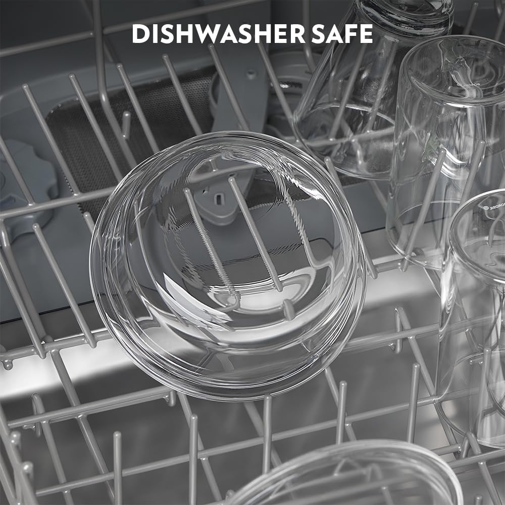 Borosil Klip n Store Lunchbox with Bag | Set of 2 (400ml Each) | Borosilicate Glass, Round, Horizontal | Microwave & Dishwasher Safe, Leakproof | Tiffin for Office, School, College | Blue, Transparent