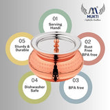 Mukti Stainless Steel Food Storage Handis & Cooking Pots|Curry Pots, Gravy, Rice Patilas, Biryani Kadhai & Topes|Zaika Texture Gold Handi with Lid|3000ml x 1pc