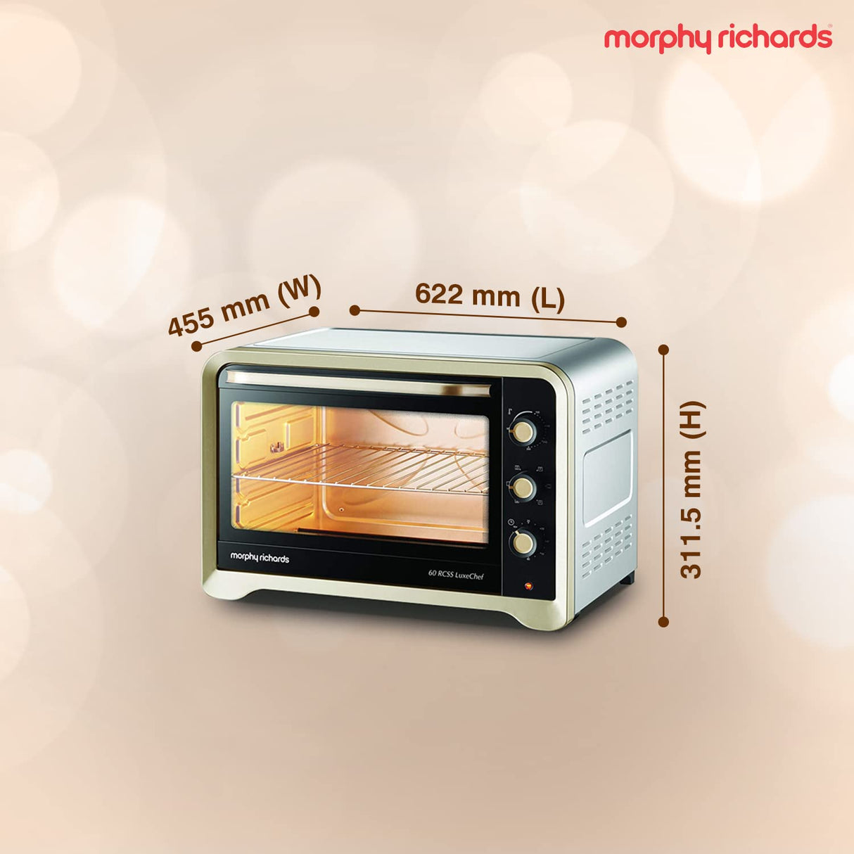 60RCSS Luxechef 60L OTG 2200W – Stainless Steel Oven Toaster Griller with Convection, Rotisserie & Temperature Control