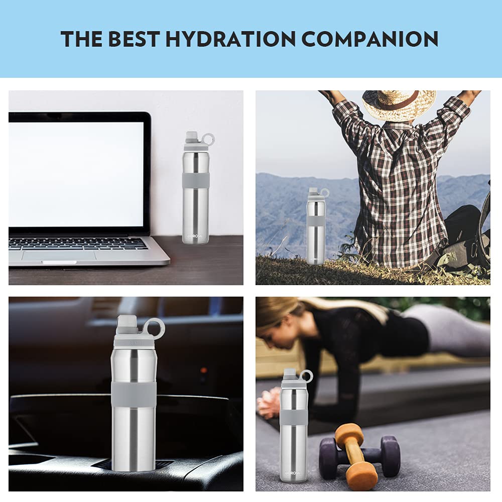 ThirstBurst Steel 800ML Stainless Steel Hot & Cold Water Bottle | Double Wall Copper Coated Vacuum Insulated | 12 Hrs Hot & Cold | Leakproof Sipper with Loop | BT0800TB105