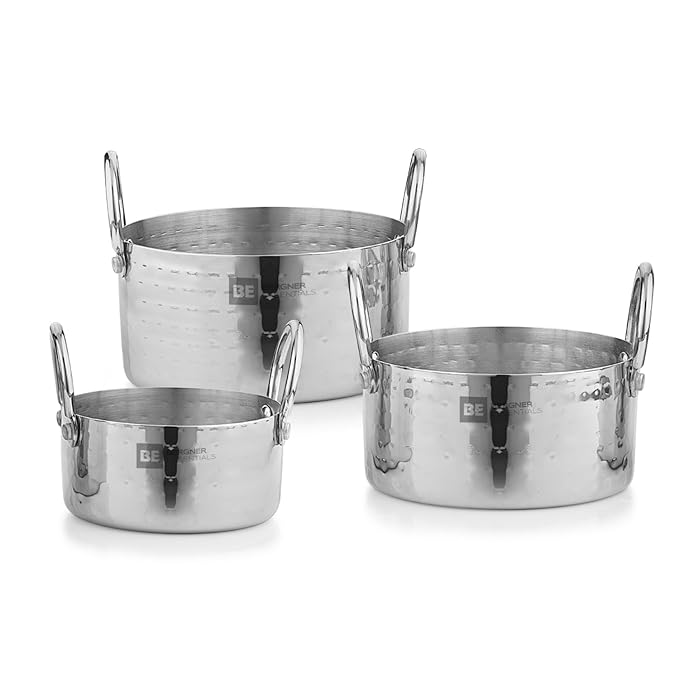 BE Essentials Stainless Steel Mini Hammered 3 Pcs Serving Set