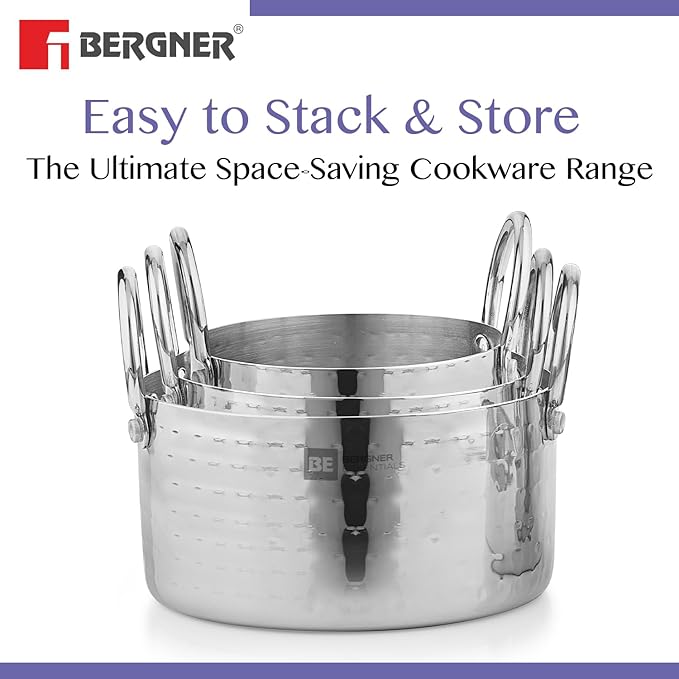 BE Essentials Stainless Steel Mini Hammered 3 Pcs Serving Set