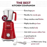 Borosil Star Mixer Grinder - Maroon 500 W, 3 Jars
