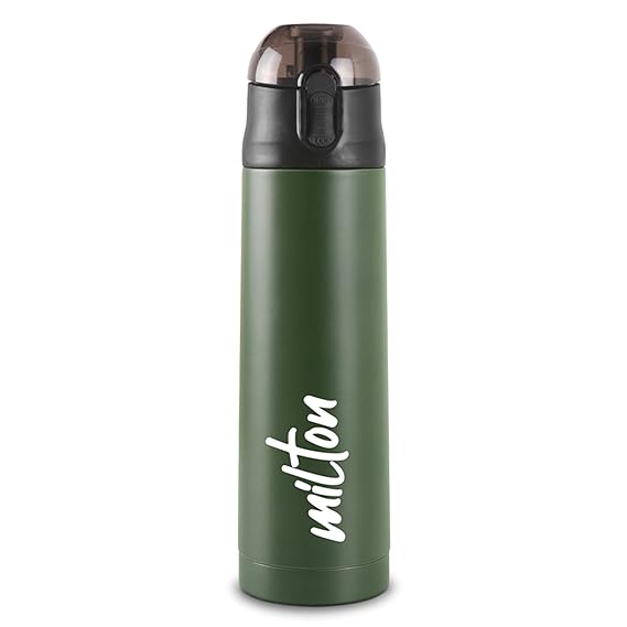 New Crown 400 Thermosteel Water Bottle 600 ml with One Touch Safety Lock, 24 Hours Hot and Cold, Leak Proof Lid, ISI Certified I Vacuum Insulated I for Office, Gym, School
