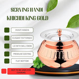Mukti Stainless Steel Food Storage Handis & Cooking Pots|Curry Pots, Gravy, Rice Patilas, Biryani Kadhai & Topes|Khichdi King Gold with Lid|1100ml x 1pc