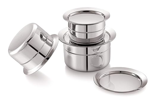 Mukti Premium Stainless Steel Curry & Coffee Pan,Tope,Patila,Pot,Cooking Utensil,Multipurpose Cookware with Lid,Durable and Silver Classic Finish,Ideal for Home & Kitchen,Pack of 3-250,350,500ml