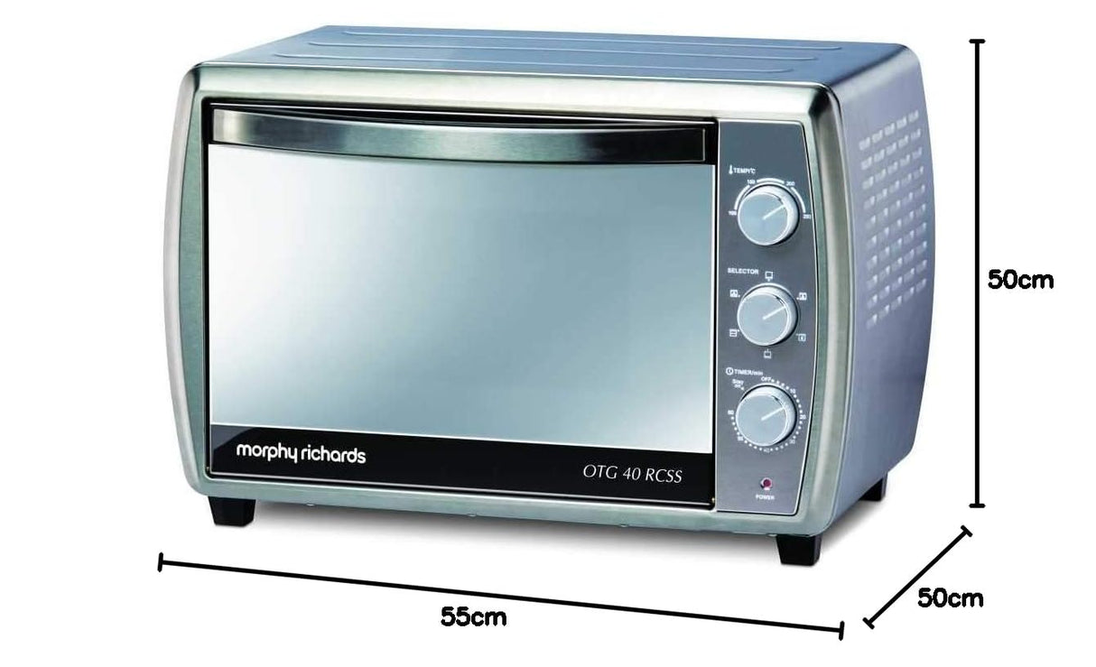 40 RCSS 1500W OTG – Stainless Steel Oven Toaster Griller with 90-Minute Timer & Multi colour Finish