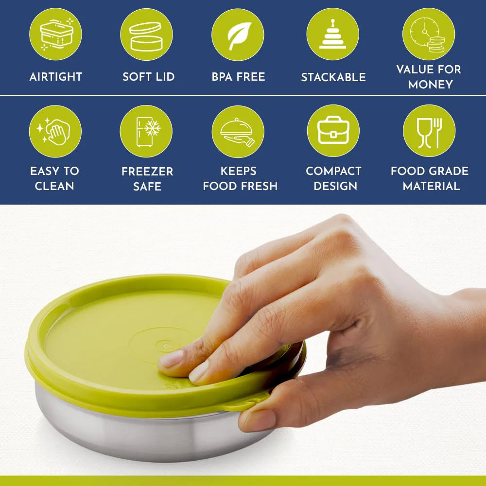 Easy Lock Stainless Steel Container | Leak-Proof, Food Grade Material | Durable & Easy to Open Lid