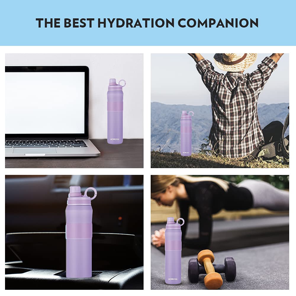 ThirstBurst Lavender Stainless Steel Bottle 800ML – Hot & Cold, 12 Hrs Hot, 12 Hrs Cold, Leakproof, Copper Coated Insulation