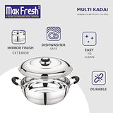 Stainless Steel Dhamaka Multi Kadai with Sandwich Bottom with 5 Plates in 1, Induction frinedly,Silver