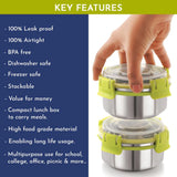 Fresh Meal 3 - Stainless Steel Lunch Box for Kids & Adults, Tiffin Box for Kids, Office, School | Klip Lock, Insulated Bag | Airtight, Leakproof & BPA-Free Food Container