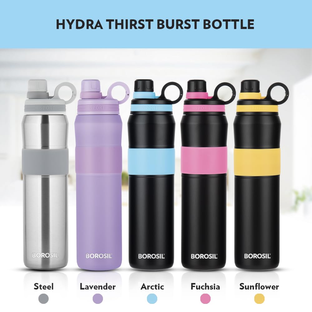 ThirstBurst Fuchsia Stainless Steel Bottle 800ML – Hot & Cold, 12 Hrs Hot, 12 Hrs Cold, Leakproof, Copper Coated Insulation