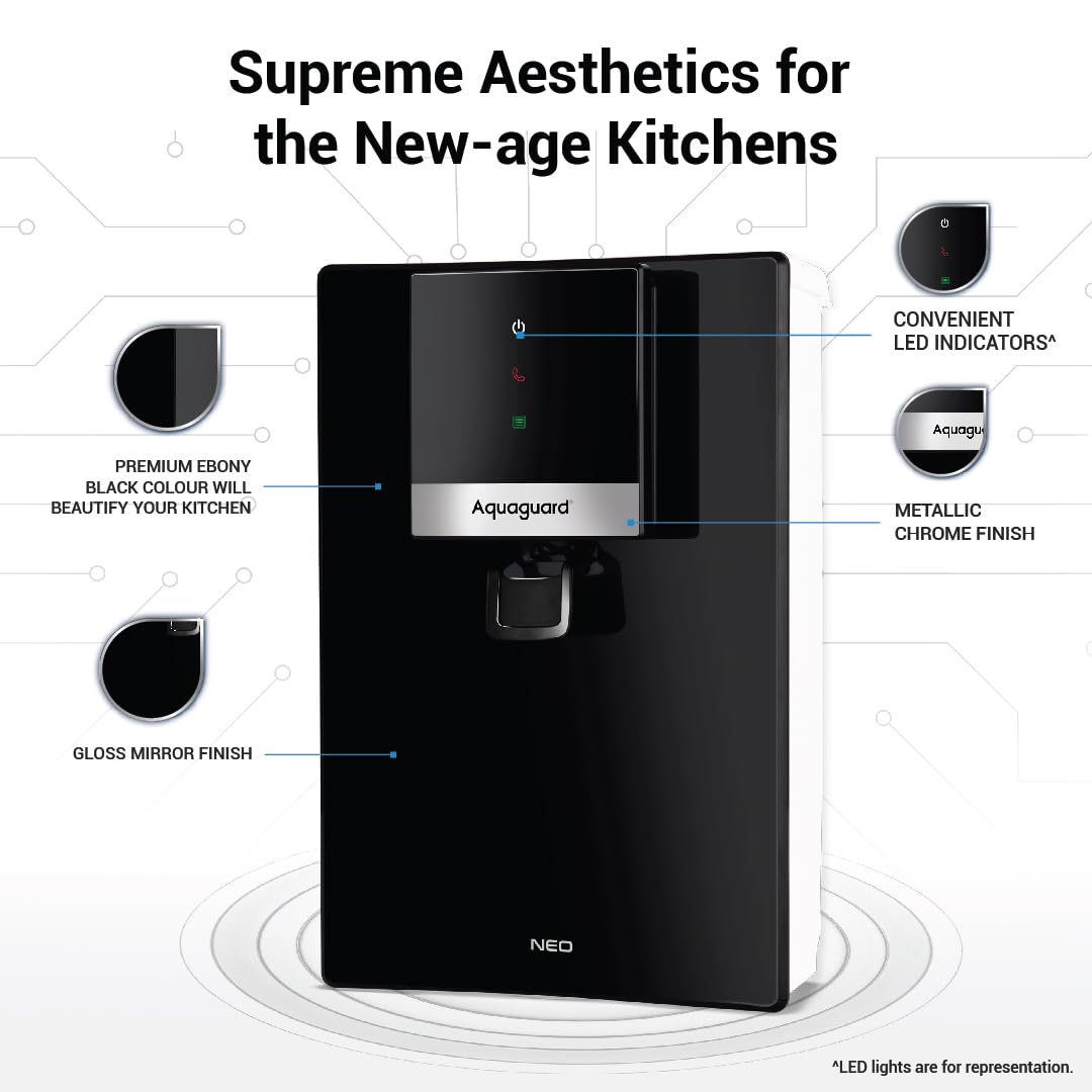 Neo RO+UV+TA+MC Water Purifier | MineralCharge Technology | Taste Adjuster | 6.2 L Storage (Suitable for Borewell/Tanker/Municipal Water)