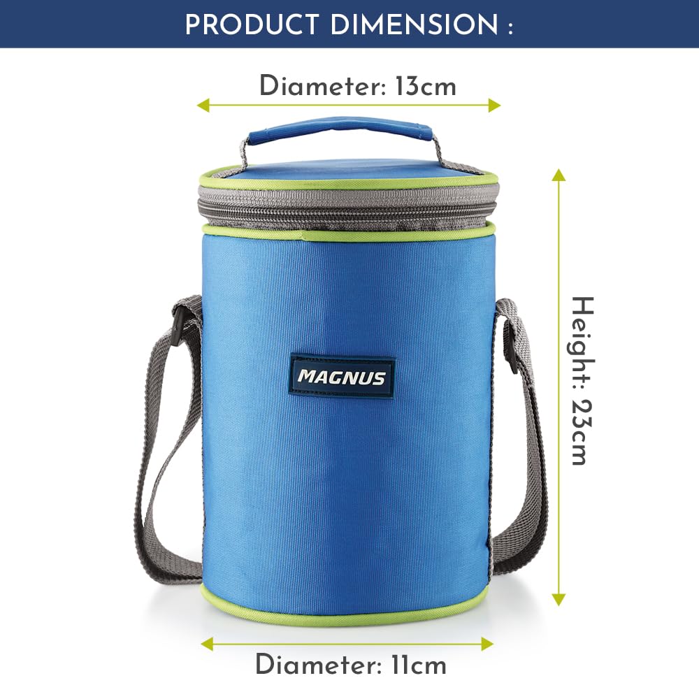 Aura 3 Deluxe Stainless Steel Lunch Box | Airtight & Leakproof Design with Insulated Cover | Ideal Lunch Box for Kids, Office Men & Women | Premium Tiffin Container (Blue)