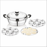 Stainless Steel Idli Cooker – 3 Plates in 1, Silver