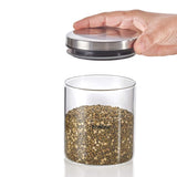 Borosil Spin N Store Tray With Classic Glass Jars, 360° Rotating Tray, Air-Tight Storage Containers For Kitchen, Glass Jar For Storing Spices, Snacks, Grains, Dals, Set of 7, Clear