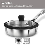 Hawkins Pro 18 cm Shielded Nonstick Triply Frying Pan, Fry Pan with Stainless Steel Handle and Glass Lid, Silver (PSNF18G)