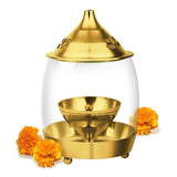 Treo Arpan Decorative Brass Diya with Curved Glass Cover Medium