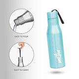 Milton Super 1000 Stainless Steel Water Bottle 1 ltr, Single Walled, ISI Certified I Leak Proof Lid, Rust Proof I For School, Office, Gym I Sky Blue