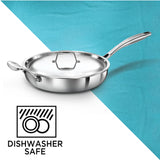 Hawkins Pro 26 cm Frying Pan, Triply Stainless Steel Fry Pan with Stainless Steel Handle and Stainless Steel Lid, Silver (PSF26S)