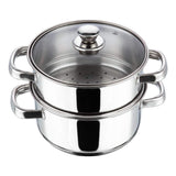 Vinod 2 Tier Steamer with Glass Lid Stainless Steel - 18cm (Induction Friendly)