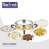 Stainless Steel Dhamaka Multi Kadai with Sandwich Bottom with 5 Plates in 1, Induction frinedly,Silver