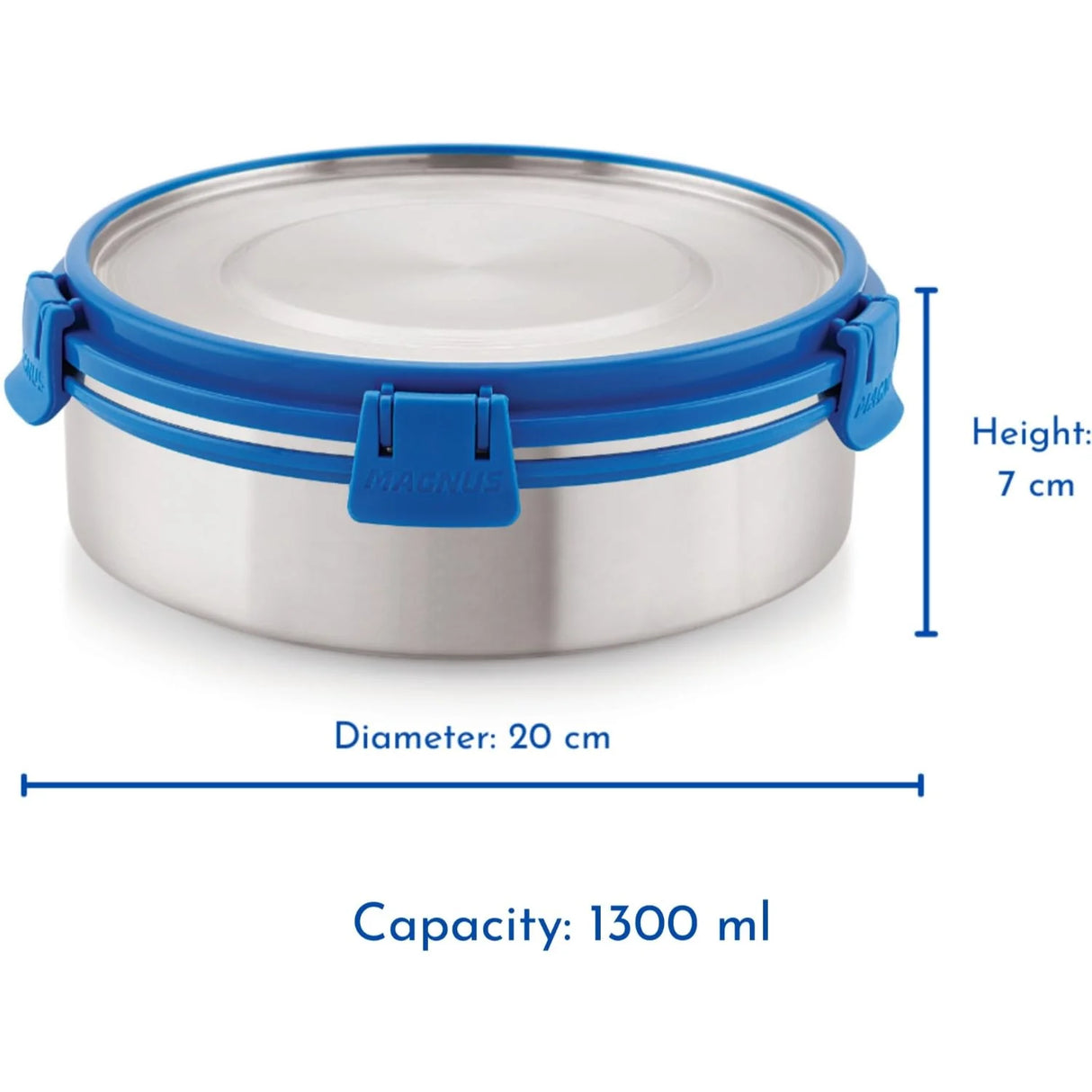 Stainless Steel Airtight Leakproof Storage Deluxe Container 1300ML with Klip Lock - Ideal Kitchen Accessories Items, Perfect Lunch Box, Lunch Boxes for Office Men