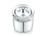 Mukti Stainless Steel Food Storage Jars & Containers|Ghee, Oil, Pickle Pot|Serving & Storing|Vintage Ghee Pot with Spoon & Lid|350ml x 1