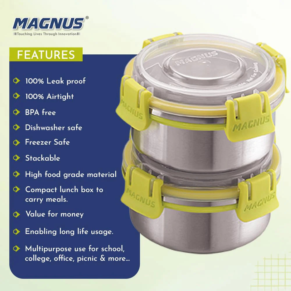 Nexus 5 Stainless Steel Lunch Box Set with Insulated Bag | 5 Leakproof & Airtight Containers | BPA-Free Tiffin for Office, School, Kids, Men & Women – Blue