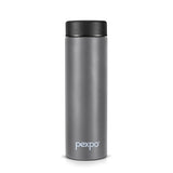 Pexpo Titanium Hot & Cold Wide Mouth Flask | Vacuum Insulated Water Bottle 500ml Grey | Thermoflask | Office Bottle | Rust Proof | Leak Proof | Tea | Coffee | Juice