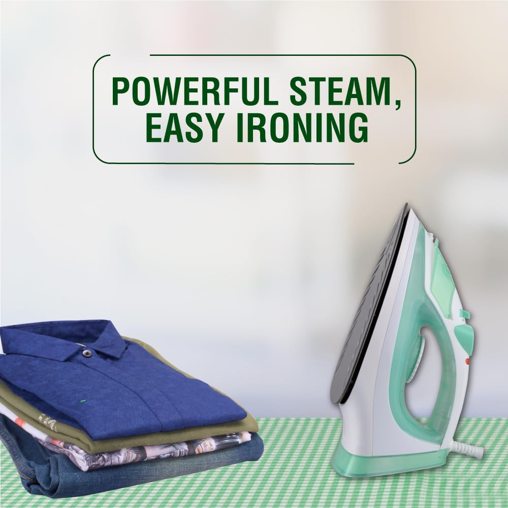 Usha 3816 1600W Steam Iron with Shock Proof Body | Teflon Coated Soleplate | Powerful Steam Output upto18gm/min | 280ml Water Tank Capacity | Overheat Safety Shutoff
