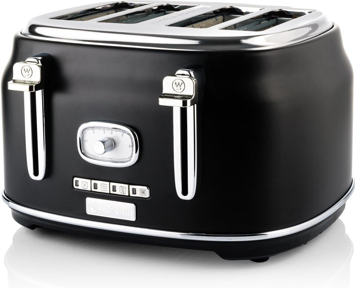 4 Slice Retro Toaster Black with Warming Rack & Crumb Tray (WKTTB809BK)