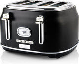 4 Slice Retro Toaster Black with Warming Rack & Crumb Tray (WKTTB809BK)