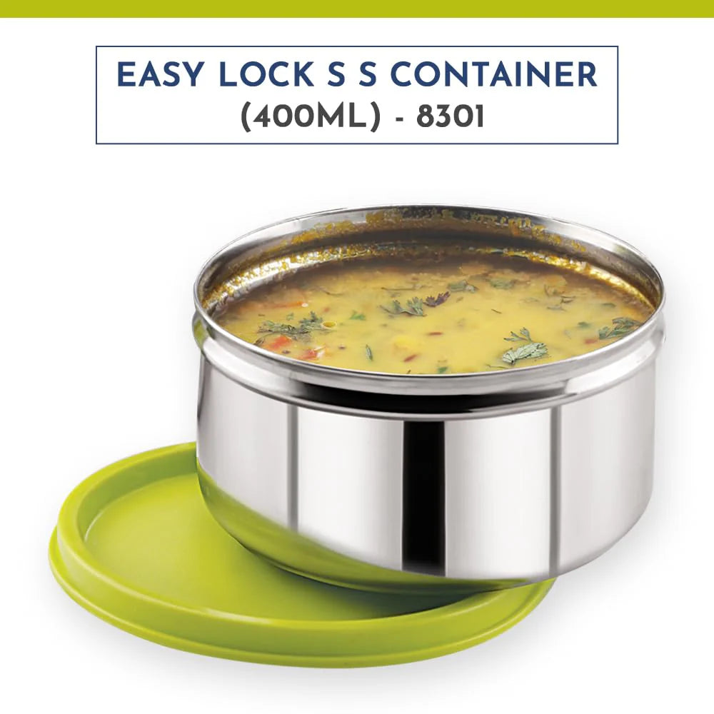 Stainless Steel Airtight Leakproof Storage Container with Easy Lock, 420ML | Kitchen Accessories, Lunch Box for Office Men, Adults & Kids
