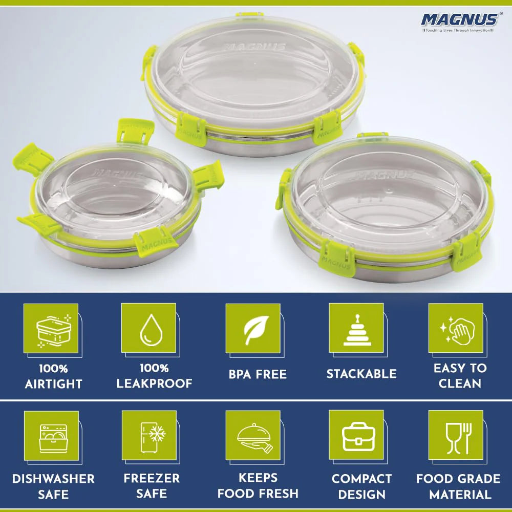 Klip Lock Stainless Steel Airtight Leakproof Storage Container 800ML – Durable Lunch Box for Office Men & Kids, Premium Kitchen Accessories Item