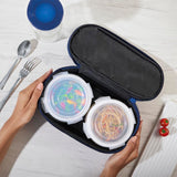 Borosil Klip n Store Lunchbox with Bag | Set of 2 (400ml Each) | Borosilicate Glass, Round, Horizontal | Microwave & Dishwasher Safe, Leakproof | Tiffin for Office, School, College | Blue, Transparent