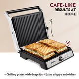 Borosil Super Jumbo 180 Grill Sandwich Maker 2000 W, opens 180°