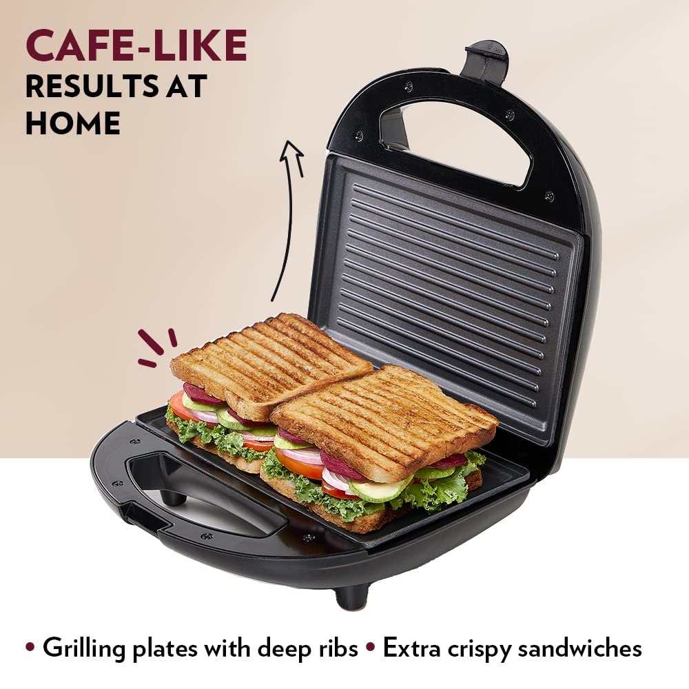 Borosil Neo Grill Sandwich Maker 700 W, opens 90°
