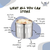 Mukti Stainless Steel Food Storage Jars & Containers|Snacks Dabba|Nasta Box Crystaline See Through Lid|1200ml x 1pc