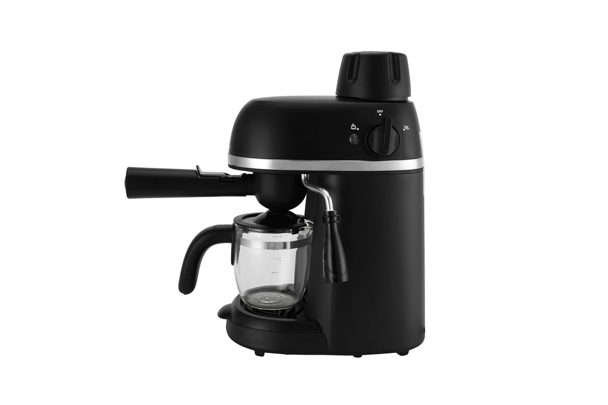 Prestige RCM800CE 4 Cups Brew Coffee Maker | 800W Espresso & Cappuccino Machine | Frothing Function | 0.24L Aluminium Boiler | Glass Carafe | Overheat Protection