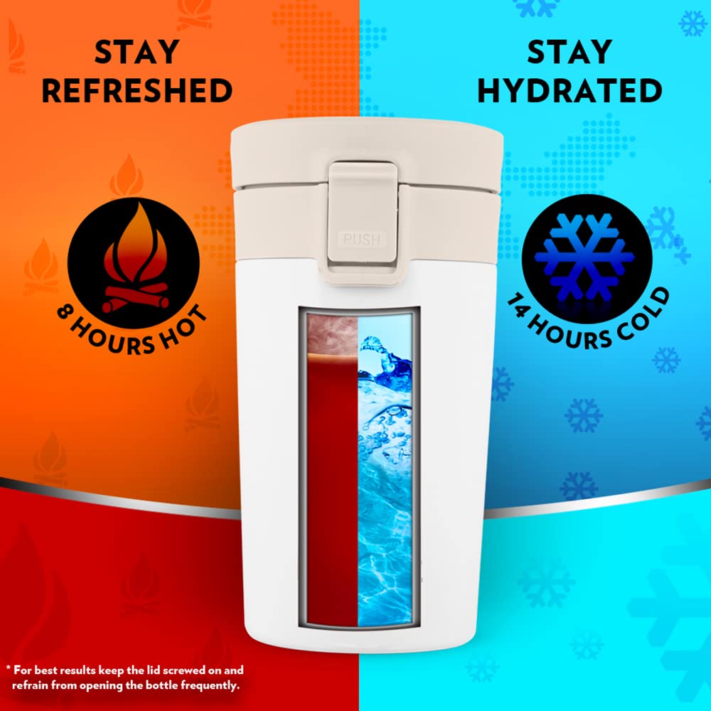 Coffeemate Insulated Mug 300ML White | Leakproof Travel Mug with Touch Lid | BT300WHE131