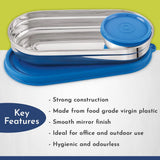Easy Lock S S Prime Oval & Chocolate Container | Airtight & Leakproof Lid | Tiffin for School, Office, Picnic | Ideal Lunch Boxes for Men, Women, and Kids (Blue, 100ml, 450ml)